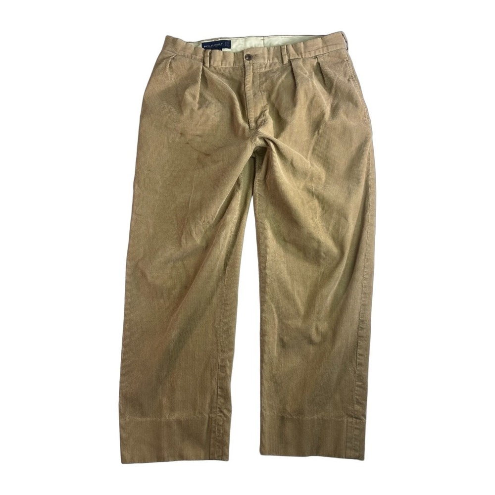 Polo‎ Golf Ralph Lauren Fairway Corduroy Pants Size 36x26.5 Hemmed Loose Khaki
